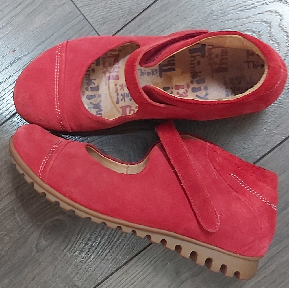 Think! red suede Mary Jane shoes